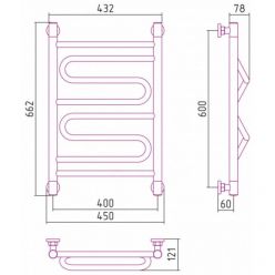 Полотенцесушитель водяной Сунержа Элегия+, высота 60 см, ширина 40 см, универсальное подключение, цвет матовое золото, 032-0205-6040
