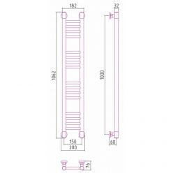 Полотенцесушитель водяной Сунержа Богема+, высота 100 см, ширина 15 см, цвет матовое золото, 032-0220-1015
