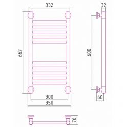 Полотенцесушитель водяной Сунержа Богема+, высота 60 см, ширина 30 см, цвет матовое золото, 032-0220-6030