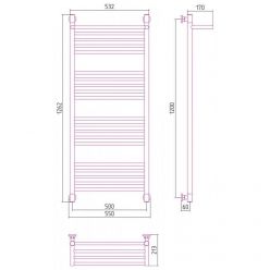 Полотенцесушитель водяной Сунержа Богема+, высота 120 см, ширина 50 см, с полкой, цвет матовое золото, 032-0223-1250