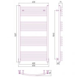Полотенцесушитель водяной Сунержа Аркус, высота 120 см, ширина 60 см, цвет матовое золото, 032-0251-1260