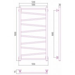 Полотенцесушитель водяной Сунержа Сирокко, высота 100 см, ширина 50 см, нижнее подключение 50 см, цвет матовое золото, 032-0253-1050
