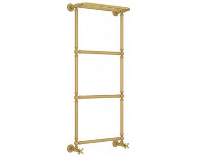 Полотенцесушитель водяной Сунержа Ренессанс 1386, ширина 50 см высота 125 см, нижнее подключение 50 см, с полкой, цвет матовое золото, 032-0281-1250