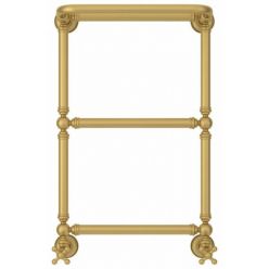 Полотенцесушитель водяной Сунержа Ренессанс 1386, высота 66 см, ширина 40 см, нижнее подключение, с полкой, цвет матовое золото, 032-0281-6640