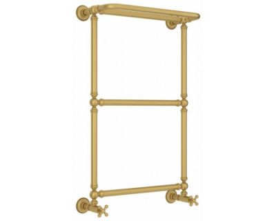 Полотенцесушитель водяной Сунержа Ренессанс 1386, высота 86 см, ширина 50 см, нижнее подключение 50 см, с полкой, цвет матовое золото, 032-0281-8650