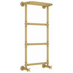 Полотенцесушитель водяной Сунержа Ренессанс 1386, высота 96 см, ширина 40 см, нижнее подключение 40 см, с полкой, цвет матовое золото, 032-0281-9640