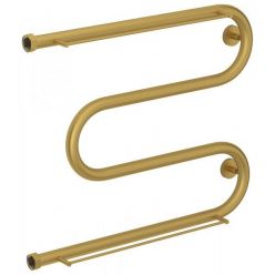 Полотенцесушитель водяной Сунержа М-образный+, высота 50 см, ширина 65 см, боковое подключение 50 см, с 2 полками, цвет матовое золото, 032-4008-5065