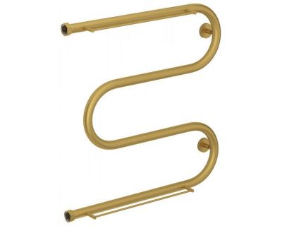 Полотенцесушитель водяной Сунержа М-образный+, высота 60 см, ширина 60 см, боковое подключение 60 см, с 2 полками, цвет матовое золото, 032-4008-6060