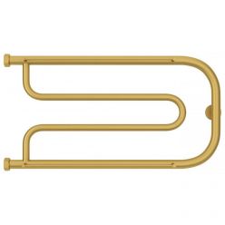 Полотенцесушитель водяной Сунержа Гусли+, высота 32 см, ширина 65 см, боковое подключение 32 см, с 2 полками, цвет матовое золото, 032-4010-3265