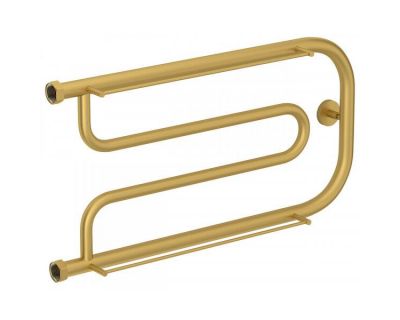 Полотенцесушитель водяной Сунержа Гусли+, высота 32 см, ширина 65 см, боковое подключение 32 см, с 2 полками, цвет матовое золото, 032-4010-3265