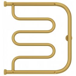 Полотенцесушитель водяной Сунержа Лира+, высота 50 см, ширина 50 см, боковое подключение 50 см, с 2 полками, цвет матовое золото, 032-4012-5050