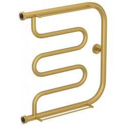 Полотенцесушитель водяной Сунержа Лира+, высота 50 см, ширина 50 см, боковое подключение 50 см, с 2 полками, цвет матовое золото, 032-4012-5050