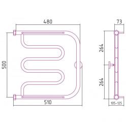 Полотенцесушитель водяной Сунержа Лира+, высота 50 см, ширина 50 см, боковое подключение 50 см, с 2 полками, цвет матовое золото, 032-4012-5050
