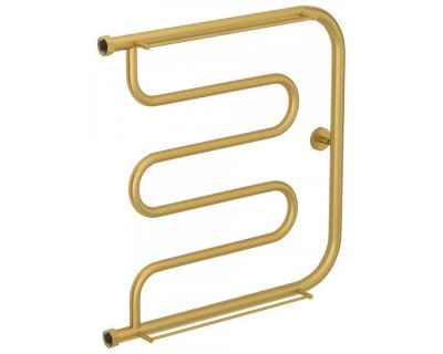 Полотенцесушитель водяной Сунержа Лира+, высота 60 см, ширина 60 см, боковое подключение 60 см, с 2 полками, цвет матовое золото, 032-4012-6060