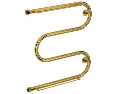 Полотенцесушитель водяной Сунержа М-образный+, высота 60 см, ширина 60 см, боковое подключение 60 см, с 2 полками, цвет золото, 03-4008-6060