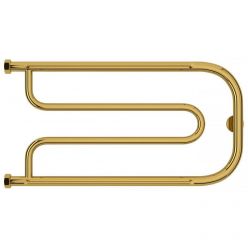 Полотенцесушитель водяной Сунержа Гусли+, высота 32 см, ширина 65 см, боковое подключение 32 см, с 2 полками, цвет золото, 03-4010-3265