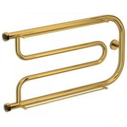 Полотенцесушитель водяной Сунержа Гусли+, высота 32 см, ширина 65 см, боковое подключение 32 см, с 2 полками, цвет золото, 03-4010-3265