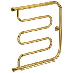 Полотенцесушитель водяной Сунержа Лира+, высота 60 см, ширина 60 см, боковое подключение 60 см, с 2 полками, цвет золото, 03-4012-6060