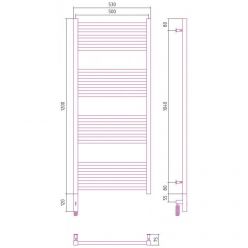Полотенцесушитель электрический Сунержа Модус 3.0, высота 120 см, ширина 50 см, диммер слева/справа, цвет матовое золото, 032-5700-1250/032-5701-1250