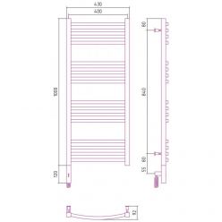 Полотенцесушитель электрический Сунержа Аркус 3.0, высота 100 см, ширина 40 см, диммер слева/справа, цвет матовое золото 032-5704-1040/032-5705-1040