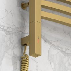 Полотенцесушитель электрический Сунержа Аркус 3.0, высота 60 см, ширина 40 см, диммер слева/справа, цвет матовое золото, 032-5704-6040/032-5705-6040