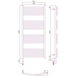 Полотенцесушитель электрический Сунержа Аркус 3.0, высота 120 см, ширина 50 см, диммер слева/справа, цвет матовое золото, 032-5704-1250/032-5705-1250
