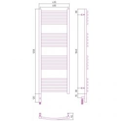 Полотенцесушитель электрический Сунержа Аркус 3.0, высота 120 см, ширина 40 см, диммер слева, цвет матовое золото, 032-5704-1240