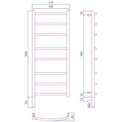 Полотенцесушитель электрический Сунержа Галант 3.0, высота 100 см, ширина 40 см, диммер слева/справа, цвет матовое золото, 032-5800-1040/032-5801-1040