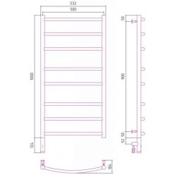 Полотенцесушитель электрический Сунержа Галант 3.0, высота 100 см, ширина 50 см, диммер слева/справа, цвет матовое золото, 032-5800-1050/032-5801-1050