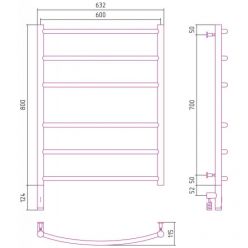 Полотенцесушитель электрический Сунержа Галант 3.0, высота 80 см, ширина 60 см, диммер слева/справа, цвет матовое золото, 032-5800-8060/032-5801-8060