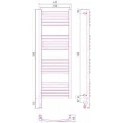 Полотенцесушитель электрический Сунержа Богема 3.0, высота 120 см, ширина 40 см, диммер слева/справа, цвет матовое золото, 032-5802-1240/032-5803-1240
