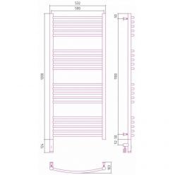 Полотенцесушитель электрический Сунержа Богема 3.0, высота 120 см, ширина 50 см, диммер слева/справа, цвет матовое золото, 032-5802-1250/032-5803-1250