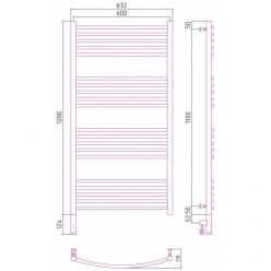 Полотенцесушитель электрический Сунержа Богема 3.0, высота 120 см, ширина 60 см, диммер слева/справа, цвет матовое золото, 032-5802-1260/032-5803-1260