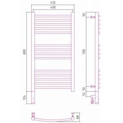Полотенцесушитель электрический Сунержа Богема 3.0, высота 80 см, ширина 40 см, диммер слева/справа, цвет матовое золото, 032-5802-8040/032-5803-8040