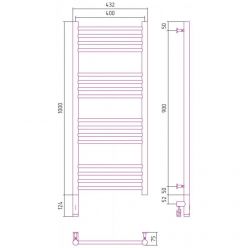 Полотенцесушитель электрический Сунержа Богема 3.0, высота 100 см, ширина 40 см, диммер слева/справа, цвет матовое золото, 032-5804-1040/032-5805-1040