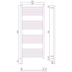 Полотенцесушитель электрический Сунержа Богема 3.0, высота 120 см, ширина 50 см, диммер слева/справа, цвет матовое золото, 032-5804-1250/032-5805-1250