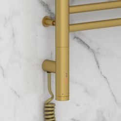 Полотенцесушитель электрический Сунержа Богема 3.0, высота 50 см, ширина 50 см, диммер слева/справа, цвет матовое золото, 032-5804-5050/032-5805-5050