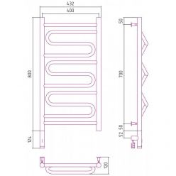 Полотенцесушитель электрический Сунержа Элегия 3.0, высота 80 см, ширина 40 см, диммер слева/справа, цвет матовое золото, 032-5818-8040/032-5819-8040