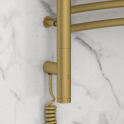 Полотенцесушитель электрический Сунержа Флюид 3.0, высота 100 см, ширина 60 см, диммер слева/справа, цвет матовое золото, 032-5820-1060/032-5821-1060