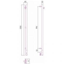 Полотенцесушитель электрический Сунержа Нюанс 3.0, высота 120 см, ширина 10 см, диммер справа, цвет матовое золото, 032-5843-1253