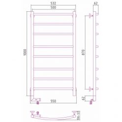 Полотенцесушитель электрический Сунержа Галант 2.0, высота 100 см, ширина 50 см, диммер слева, цвет золото, 03-5200-1050