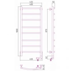 Полотенцесушитель электрический Сунержа Галант 2.0, высота 100 см, ширина 40 см, диммер справа, цвет золото, 03-5201-1040