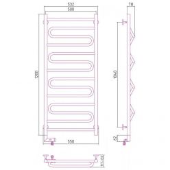 Полотенцесушитель электрический Сунержа Элегия 2.0, высота 120 см, ширина 50 см, диммер слева/справа, цвет золото, 03-5218-1250/03-5219-1250