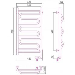 Полотенцесушитель электрический Сунержа Элегия 2.0, высота 80 см, ширина 40 см, диммер справа, цвет шампань, 03-5219-8040