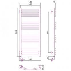 Полотенцесушитель электрический Сунержа Аркус 2.0, высота 100 см, ширина 40 см, диммер слева, цвет золото, 03-5604-1040
