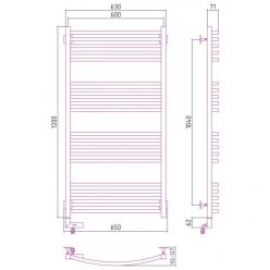 Полотенцесушитель электрический Сунержа Аркус 2.0, высота 120 см, ширина 60 см, диммер слева, цвет золото, 03-5604-1260
