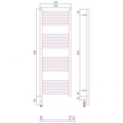 Полотенцесушитель электрический Сунержа Модус 3.0, высота 120 см, ширина 40 см, диммер слева/справа, цвет золото, 03-5700-1240/03-5701-1240