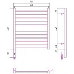Полотенцесушитель электрический Сунержа Модус 3.0, высота 60 см, ширина 50 см, диммер слева/справа, цвет золото, 03-5700-6050/03-5701-6050