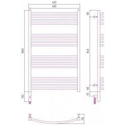 Полотенцесушитель электрический Сунержа Аркус 3.0, высота 100 см, ширина 60 см, диммер слева/справа, цвет золото, 03-5704-1060/03-5705-1060