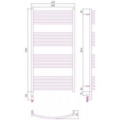 Полотенцесушитель электрический Сунержа Аркус 3.0, высота 120 см, ширина 60 см, диммер слева/справа, цвет золото, 03-5704-1260/03-5705-1260